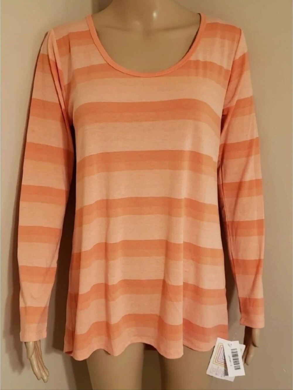 NWT Lularoe S Lynnae Orange Coral Peach Ombre Striped Tunic Top - Picture 2 of 14